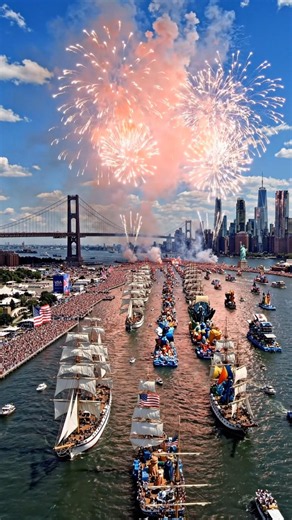 4th of July Fireworks and Ship Sail 250 in New York World Record
