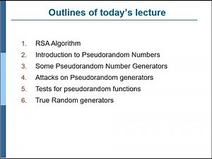 Introduction to Pseudorandom Numbers |RSA Algorithm | Hindi Urdu LECTURE 18