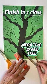 Negative Space Tree 🌳 Art Lesson for ONE CLASS 🎨🌟👍