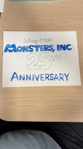 Monsters, Inc. 25th Anniversary Logo with Watercolor Paint Part 14 #monstersinc2001