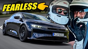 59K views · 475 reactions | 1250 horsepower Lucid Sapphire. Esther and her team developed the hyper smart and performing torque vectoring technology on this car. She joined me for a few laps and even a near-off did not make her flinch. She's absolutely fearless! | Misha Charoudin | Facebook