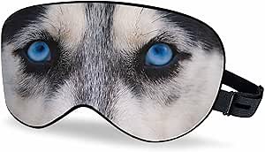 Husky Sleep Eye Mask Blue Wolf Eyes Staring Angry Look Men Women Sleep Mask with Adjustable Strap Eye Cover Eye Shade for Travel, Nap,Meditation