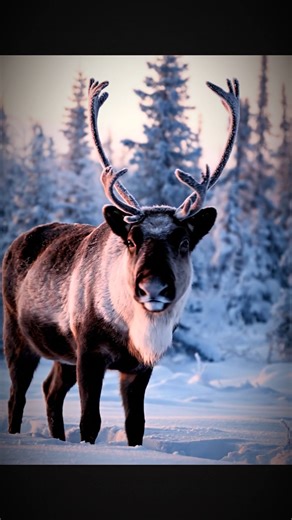 The reindeer or caribou is a species of deer with circumpolar distribution, native to Arctic, subarctic, tundra, boreal, and mountainous regions of Northern Europe, Siberia, and North America. It is the only representative of the genus Rangifer. More recent studies suggest the splitting of reindeer and caribou. #nature #naturelovers #animal #wildanimals #deer #reindeer visuals – AI assisted | Wilder Move