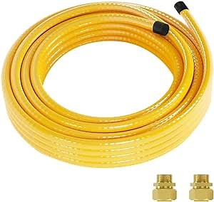 70FT 1/2in CSST Gas Line Flexible Gas Pipe Kit, Natural Gas Line for Stove Dryer Heater with 2 Male Adapter Fittings, Corrugated Stainless Steel Tube for Gas Propane