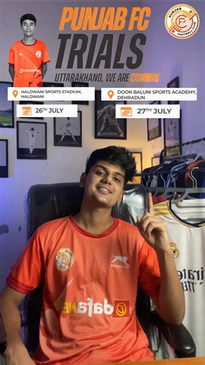 MOHD UMAR on Instagram: "Punjab FC Trials (Uttarakhand) Date : 26th July 2025 Location : Haldwani Sports Stadium Date : 27th July 2025 Location : Doon Baluni Sports Academy Timming : 09.00 AM onwards Age category : U - 12 , U - 14 , U - 16 No registration fees Full scholarship For any queries contact on : 7696299930 To register scan the QR code shown on the screen . . . #football #trial #reels"