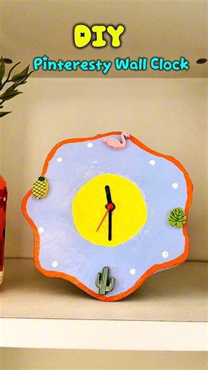 DIY- Aesthetic Wall Clock Using Air dry Clay #shorts #art #diy #craft #trending #decor #aesthetic