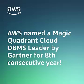 1K views · 46 reactions | The wait is over!  Gartner recognizes AWS as a Leader in this year’s Magic Quadrant for Cloud DBMS. ☁️ Learn more by reading the report.  https://go.aws/3Hd24iE | Amazon Web Services | Facebook
