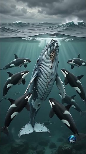 6 Orcas vs. 1 Giant Blue Whale: The Ambush 🐋