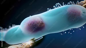 A detailed macro microscope video of a paramecium reveals its clear domeshaped structure and its distinctly curved shape. Its length reaches up to 1 millimeter and is composed