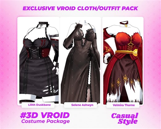 Vroid Outfit Pack: Gothic Fantasy 3D Dress Set (.vroidcustomitem) - Etsy