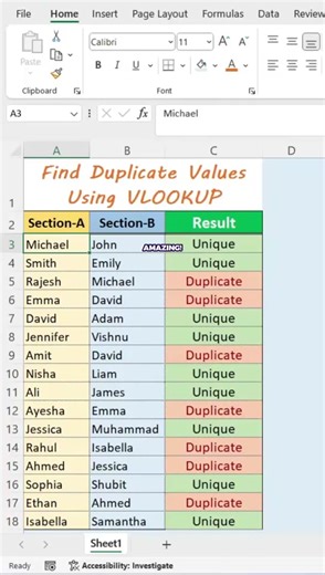 Use vlookup in excel to find duplicate values #exceltips #excel #trending #lookup #VLOOKUP #comecheckthis #music