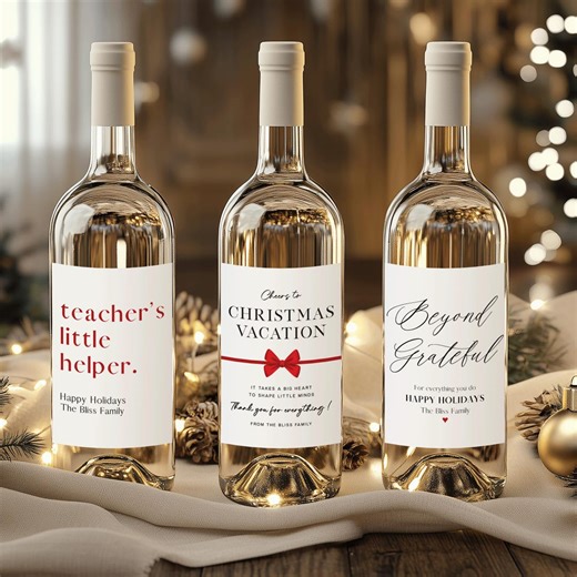 Personalized Christmas Wine Label | Teacher Gift - Etsy