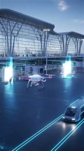 Future Airport 2050 – Drone Taxis & Hologram Gates”#futureairport#2050airport#droneairport#hyperloop