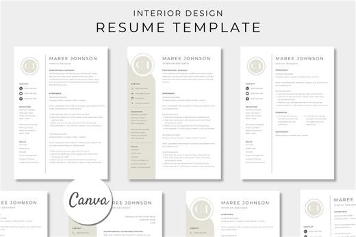 Interior Design Resume Template, Editable Canva Template, Professional Minimalist Resume, Architect Resume, Interior Decorator - Etsy