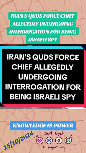 Iran's Quds Force Chief allegedly undergoing interrogation for being Israeli spy #iran #iran🇮🇷 #iraniantiktok #quds #force #chief #interrogation #spy