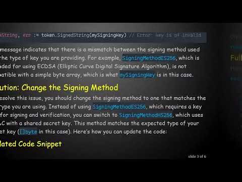 Solving the key is of invalid type Error in jwt-go Library