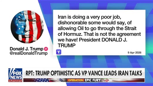 🚨 BREAKING: President Trump is ensuring HUGE FAFO awaits Iran if they blow up peace talksTrump warned Iran on the Strait of Hormuz: “Iran is doing a very poor job of allowing oil through!”Trump is optimistic about JD Vance-led peace talks this weekend