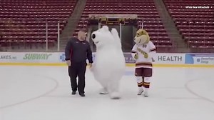 Car dealership mascot can't stop slipping on ice in hilarious commercial outtakes