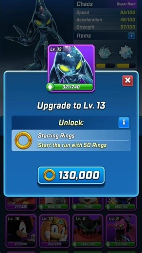 Upgrading Chaos to Level 13 in | Sonic Forces Speed Battle | #shorts #gaming #fyp #trend