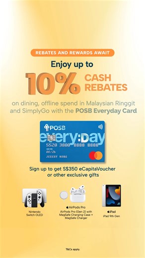 Make every purchase count with the POSB Everyday Card! Earn cash rebates along with exclusive rewards like shopping vouchers, a Nintendo gaming console, or Apple gadgets, only when you apply via SingSaver. | SingSaver | Facebook