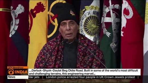 34 reactions · 3 comments | Defence Minister Rajnath Singh inaugurates 125 infrastructure projects by the Border Roads Organisation in Ladakh, including the strategic Shyok Tunnel. These projects strengthen border connectivity and reflect the government's commitment to enhancing India's infrastructure. #Defence #Ladakh #InfrastructureDevelopment | DD India | Facebook