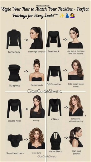 *“Style Your Hair to Match Your Neckline – Perfect Pairings for Every Look!”* ✨👗💇‍♀️ #neckline #yt