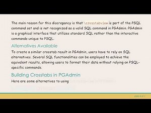 Understanding the Limitations of \\crosstabview in PGAdmin