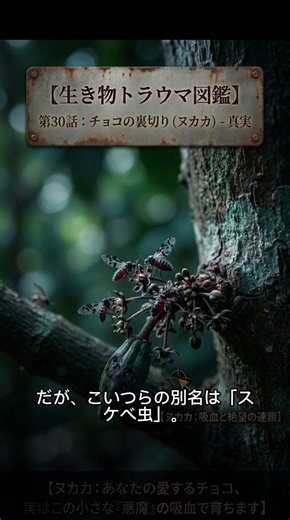 【閲覧注意】チョコの意外な真実。カカオの受粉を助けるのは、極小の吸血鬼「ヌカカ」。別名「スケベ虫」がもたらすのは、火傷のような地獄の痒み…。 #shorts #生き物トラウマ図鑑 #ヌカカ #チョコ
