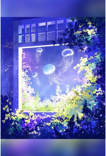 [Thalassic Lumens at the Window] Hey,look at this beautiful scenery.Let those who like this painting try to draw it together.#procreate #procreatetutorial #procreatebrushes #procreateart #applepencil