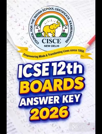 Class 12th ICSE board 2026 Mathematics paper answer key 🗝️