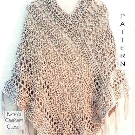 Easy Weekend Poncho - DIY Crochet Poncho With Fringe PATTERN (PDF Download) - Etsy
