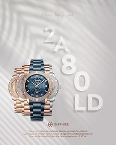 18 reactions · 3 comments | Glitz and glamour is in the genetics. Code: AC 2A80 LD Function: 3 Hands. Material: Stainless Steel Case Band. Case Size: Diameter 30 mm. Lens: Sapphire Glass. Buckle: Double Push Buckle. Water Resistant: 3 ATM. #AlexandreChristie #ACTimepiece #JustBeYourSelf | Alexandre Christie | Facebook