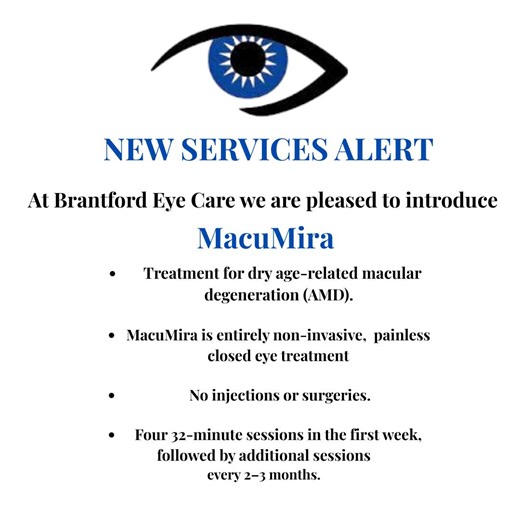 ✨ New at Brantford Eyecare ✨ We’re excited to introduce MacuMira® — a science-backed program designed to support and strengthen your macular health. Because protecting your vision today helps preserve it for tomorrow. 👁️💙 Ask us if MacuMira is right for you. | Brantford Eye Care
