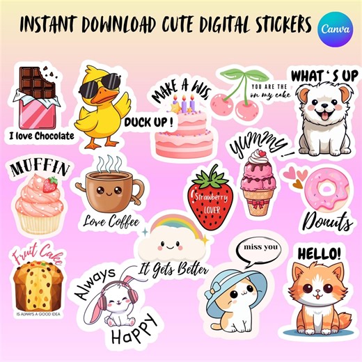 Printable Animal Stickers & Sweets Bundle, Kids Reward Stickers, Digital Download for Students, PDF FILE. - Etsy
