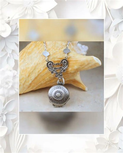 Pink Fire Opal Silver Four Photo Locket