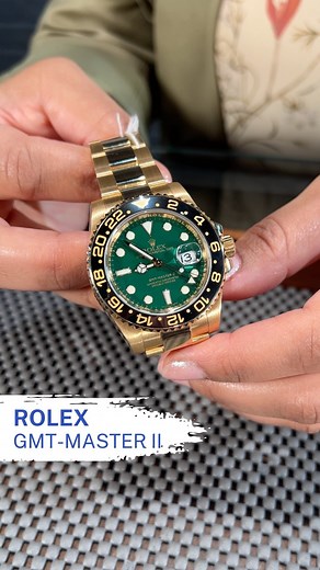 Rolex GMT Master II Yellow Gold Green Dial Mens Watch 116718 For...