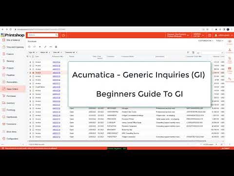 Beginners Guide To Generic Inquiries in Acumatica Cloud ERP