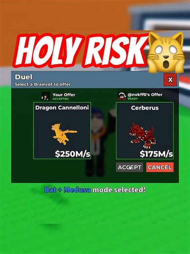 TODAY I WON DUEL CERBERUS FOR MY DRAGON CANNELLONI 😱🔥 | ROBLOX STEAL BRAINROT #shortsfeed #rutblox