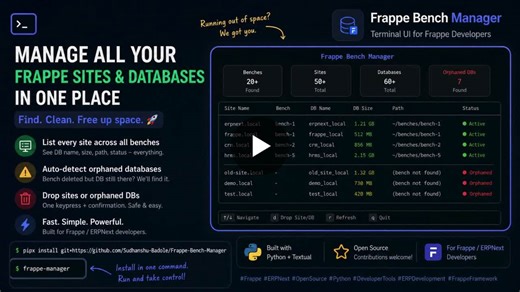#frappe #erpnext #opensource #python #developertools #erpdevelopment #frappeframework | Sudhanshu Badole