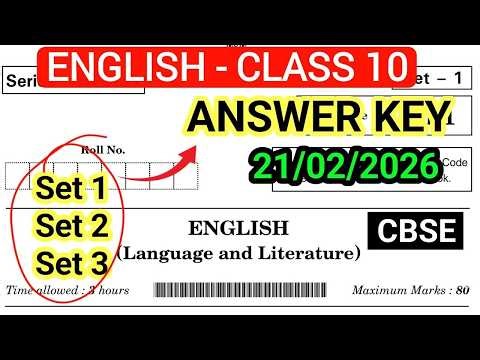 Class 10 English Answer Key 2026 | 21 Feb English Paper Analysis | All Sets English Paper Solutions