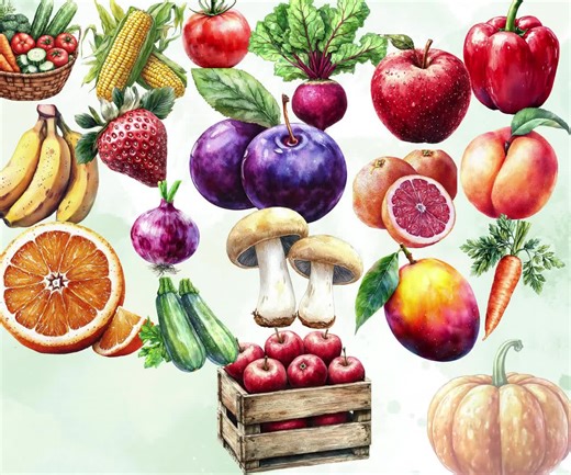 Watercolor Farmers Market Clipart – Fruits, Veggies, Market Stalls (PNG Digital Download) - Etsy UK