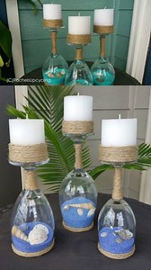 86K views · 579 reactions | Seashell and Sand Wine Glass Candle Holders...love these!! Find them here (affiliate link)-->https://rstyle.me/+US89qCi1KLJuPwFumKixbA . | Crafty Morning | Facebook