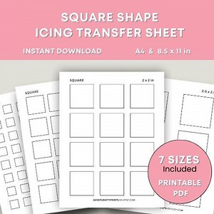 Royal Icing Square Shape Transfer Sheets | Printable Square Icing Template | Cookie Icing Sheet | Piping Practice | Cake Decoration | PDF - Etsy Canada