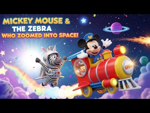 “Mickey Mouse and The Zebra Who Zoomed into Space 🚂🦓 | Fun Kids Adventure on The Giggle Train 🌈✨”