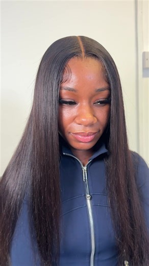 premade wig install, styled in a sleek middle part with edges 😍 #londonhairstylist #dashdeptuk #wiginstall #fyp