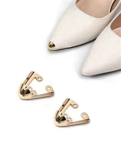 2pcs Gold Round Toe Cap Protector, Metal Toe Guard Decoration For Pointed Toe Shoes & High Heels, Protective & Decorative Accessory | SHEIN
