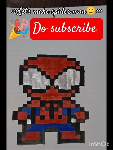 spider man pixel art//how to make pixel art.#ytshorts#pixel #pixelpainter#pocketpixel #drawmeapixel