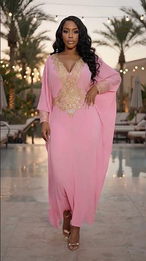 Modest Elegant Long Sleeve Soft Pink Kaftan Caftan Dress for Women #plussize #elegantdresses