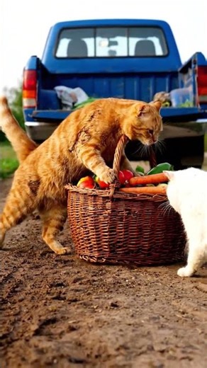 Mama Cat Farmer Adventure Orange & White Cats on Tractor Cat Story #mamacat #catfarmer