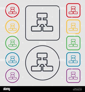 Network icon sign. symbol on the Round and square buttons with frame. Vector illustration Stock Vector Image & Art - Alamy